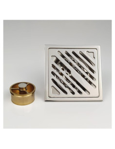 Drenaje de Piso Cuadrado Pexintek 10x10cm Acero Inoxidable Plata