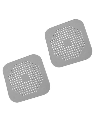 Cubierta de Drenaje Cuadrada SHURIN 14.5 cm Silicona Gris - 2 Pzas
