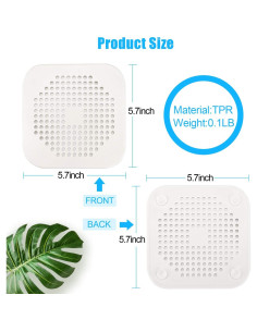 Cubierta de Drenaje Cuadrada SHURIN 14.5 cm Silicona Gris - 2 Pzas 2