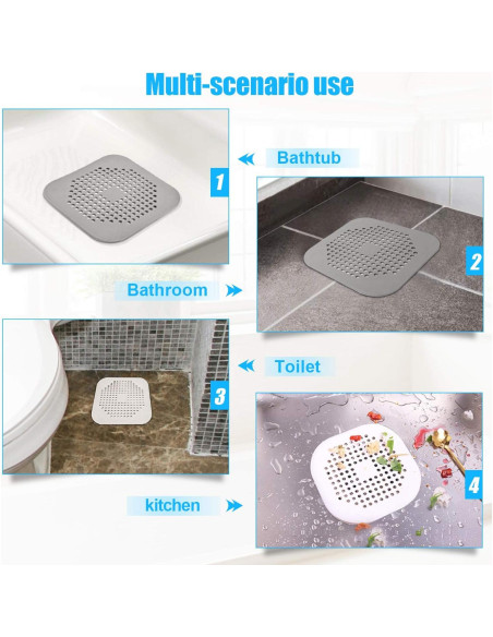 Cubierta de Drenaje Cuadrada SHURIN 14.5 cm Silicona Gris - 2 Pzas