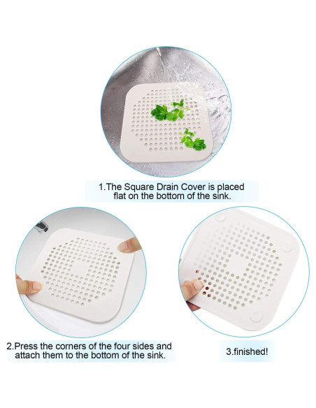 Cubierta de Drenaje Cuadrada SHURIN 14.5 cm Silicona Gris - 2 Pzas