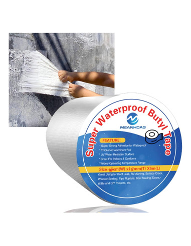 Cinta Butílica Impermeable MEANHDAG 10 cm x 5 m para Reparación