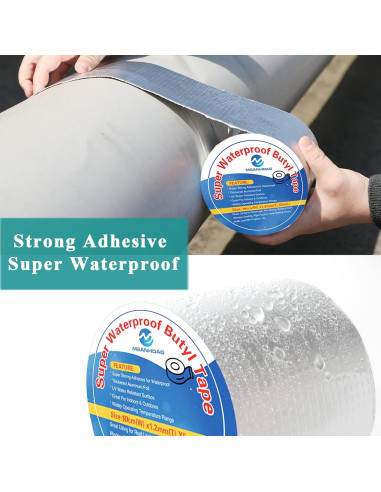 Cinta Butílica Impermeable MEANHDAG 10 cm x 5 m para Reparación