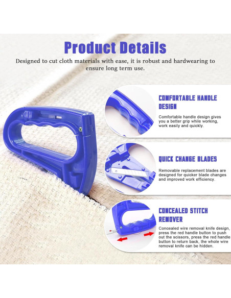 Cuchillo Cortador de Tela Wshxjzyay con Desgarrador - Azul