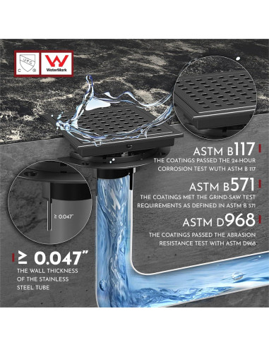 Drenaje de Ducha Cuadrado WEBANG 15.24 cm Acero Inoxidable Negro Mate