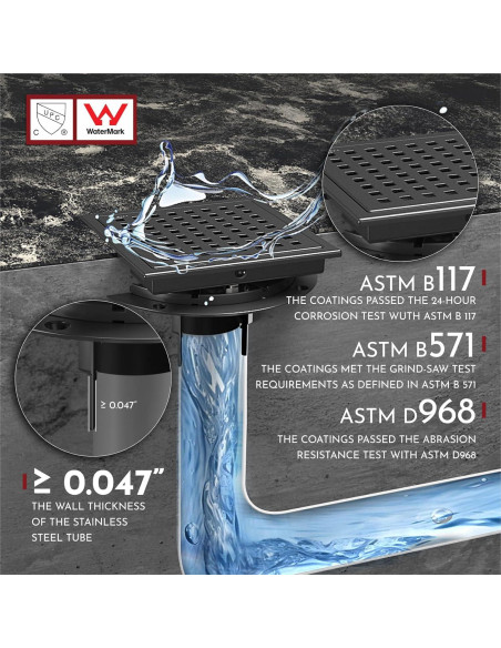 Drenaje de Ducha Cuadrado WEBANG 15.24 cm Acero Inoxidable Negro Mate