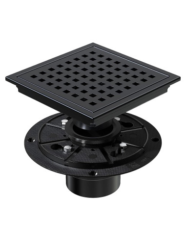 Drenaje de Piso de Ducha ELLO&ALLO 15.24 cm Acero Inoxidable Negro Mate