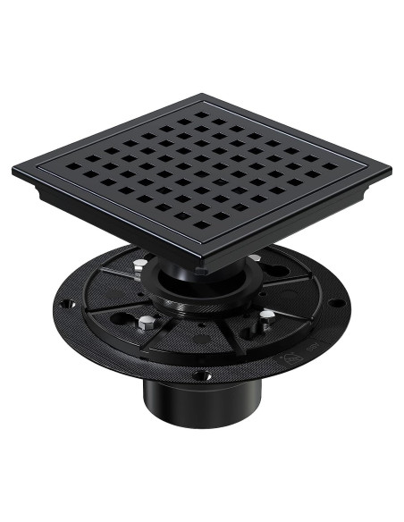 Drenaje de Piso de Ducha ELLO&ALLO 15.24 cm Acero Inoxidable Negro Mate