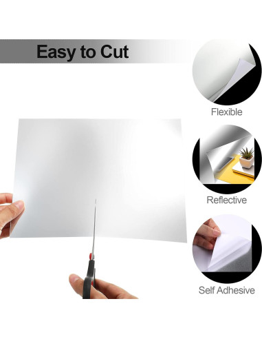 Hojas de Espejo Flexibles Autoadhesivas Zonon 20x25cm (10 Pzs)