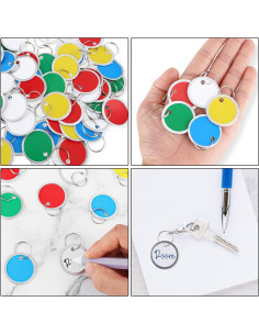 50 Etiquetas de Llave Ymapinc Redondas Multicolor 3.1cm 2