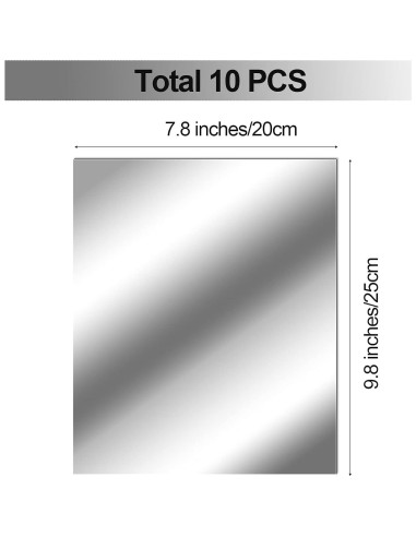 Hojas de Espejo Flexibles Autoadhesivas Zonon 20x25cm (10 Pzs)