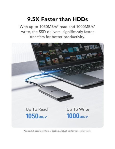 Lexar ES3 1TB SSD Externo USB 3.2, Alta Velocidad 1050MB/s