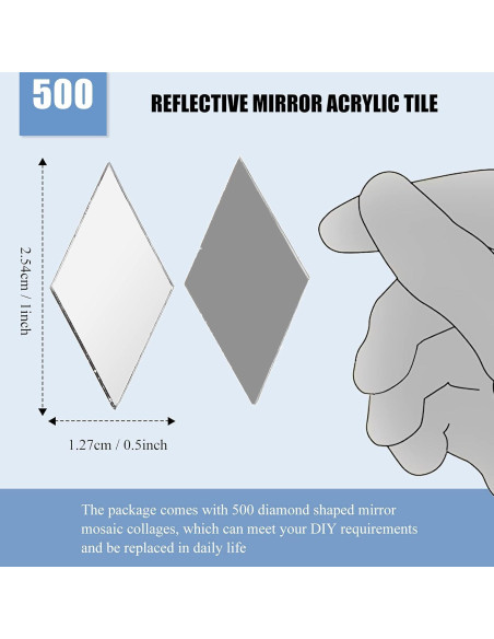 500 Piezas Azulejos de Espejo Diamante Potchen 1.27x2.54cm