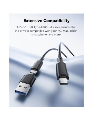 Lexar ES3 1TB SSD Externo USB 3.2, Alta Velocidad 1050MB/s