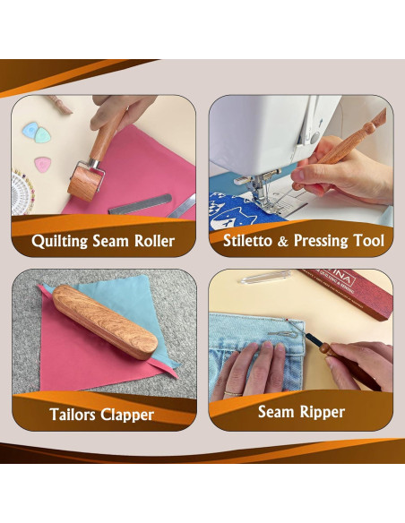 Conjunto de Herramientas de Costura Savina - Aplanador, Rodillo, Estilete y Cortadores