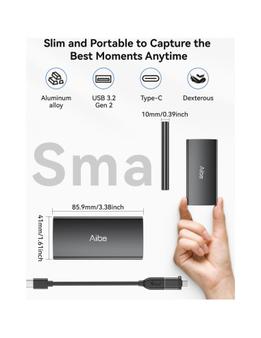 Aiibe SSD Externo 1TB USB-C Portátil Ultra Rápido