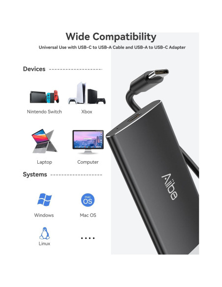 Aiibe SSD Externo 1TB USB-C Portátil Ultra Rápido
