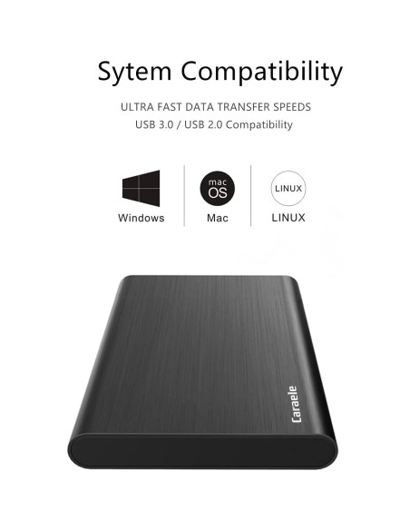 Disco Duro Externo Portátil Caraele 500GB USB 3.0 Negro