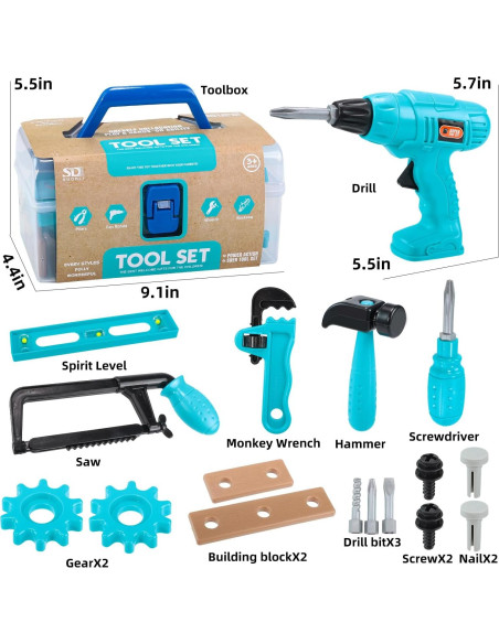 Juego de Herramientas para Niños GAIETYDIY 20 Piezas Educativo