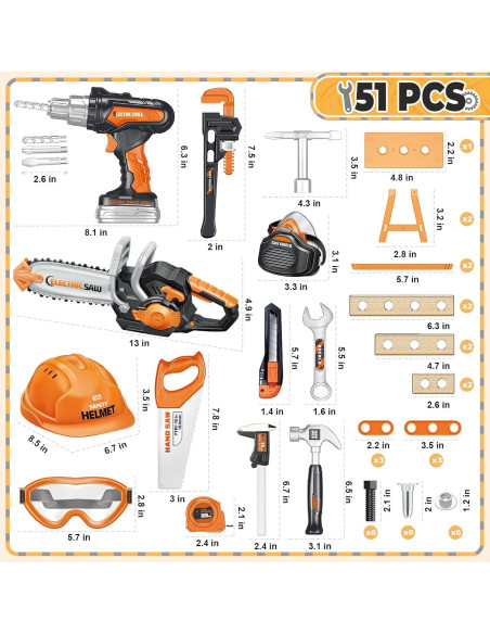 Juego de Herramientas para Niños SpringFlower 51 Piezas