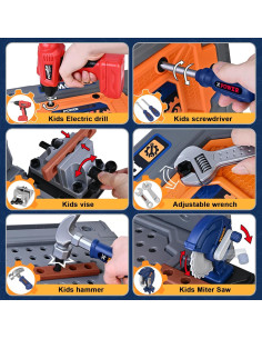 Banco de herramientas para niños ShyLizard 132 PCS con taladro 2