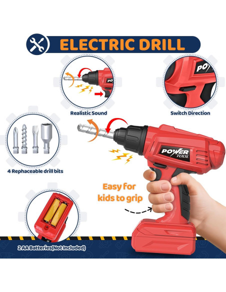 Banco de herramientas para niños ShyLizard 132 PCS con taladro