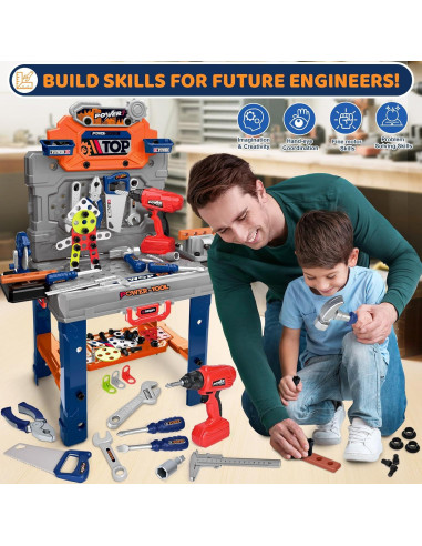 Banco de herramientas para niños ShyLizard 132 PCS con taladro