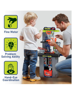 Banco de Herramientas para Niños iPlay, iLearn 2 en 1 2