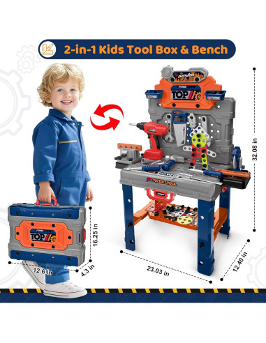 Banco de herramientas para niños ShyLizard 132 PCS con taladro