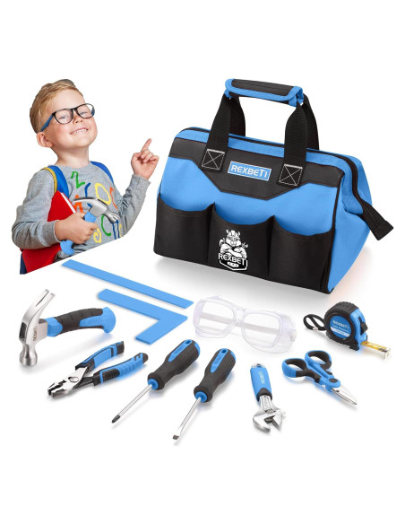 Juego de Herramientas REXBETI para Niños 10 Piezas Azul