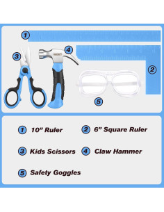 Juego de Herramientas REXBETI para Niños 10 Piezas Azul 2