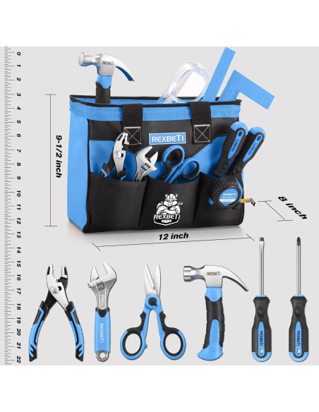Juego de Herramientas REXBETI para Niños 10 Piezas Azul