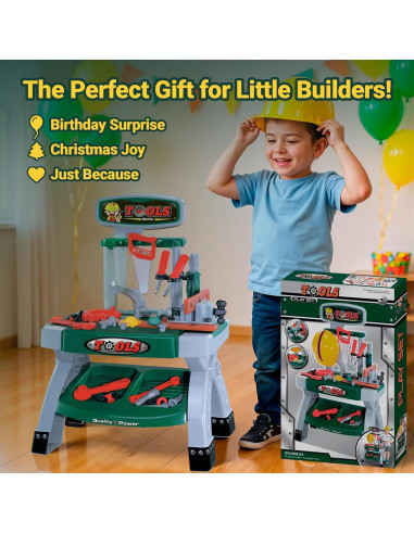 Banco de herramientas de juguete Oleoca para niños 3 años