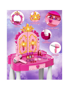Mesa de Maquillaje Infantil Deejoy con Espejo y Silla 72x45cm 2