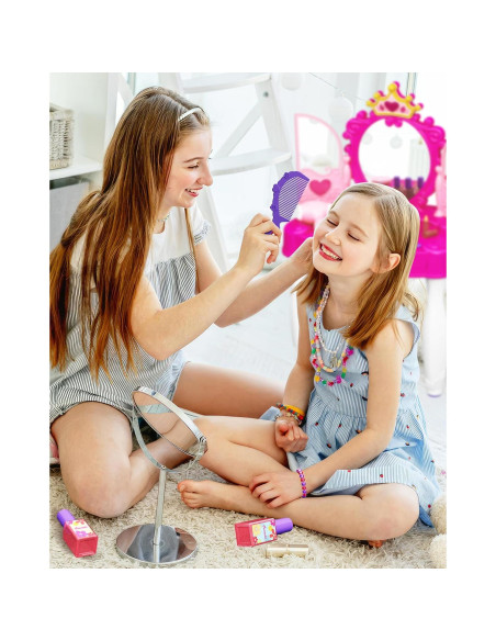 Mesa de Maquillaje Infantil Deejoy con Espejo y Silla 72x45cm