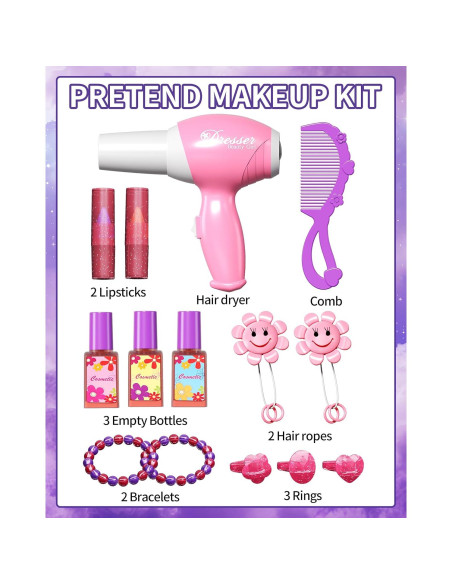 Mesa de Maquillaje Infantil Deejoy con Espejo y Silla 72x45cm