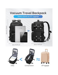 Mochila de Viaje al Vacío Suradar 25L Negra con Bomba 2