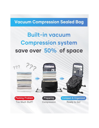 Mochila de Viaje al Vacío Suradar 25L Negra con Bomba