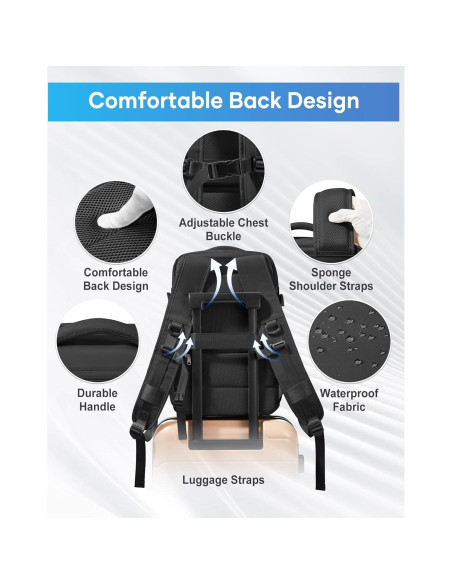 Mochila de Viaje al Vacío Suradar 25L Negra con Bomba