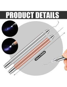 Herramientas de Deshierbe LED Therwen 2 Pcs Rosa Dorado y Plata 2