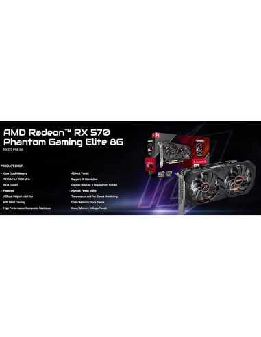 Tarjeta Gráfica ASRock Radeon RX 570 8GB GDDR5 8K