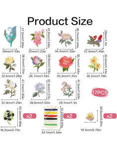 15 Parches Bordados de Flores KALIONE para Planchar y Coser 2