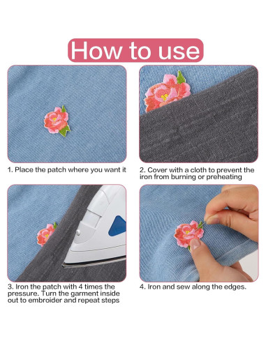 15 Parches Bordados de Flores KALIONE para Planchar y Coser