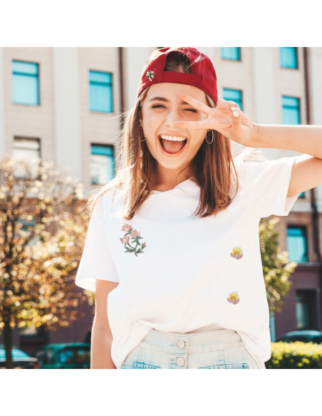 15 Parches Bordados de Flores KALIONE para Planchar y Coser