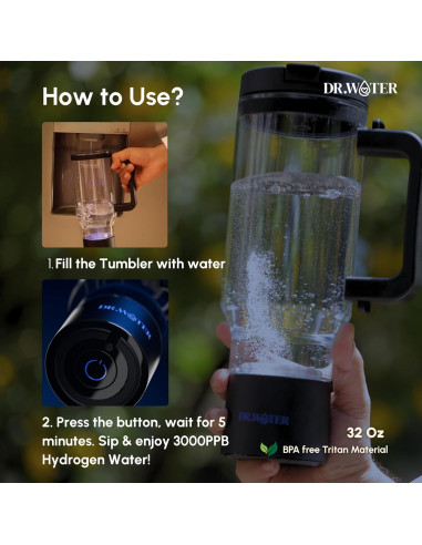 Botella de Agua de Hidrógeno Dr. Water 32oz - Generador H2