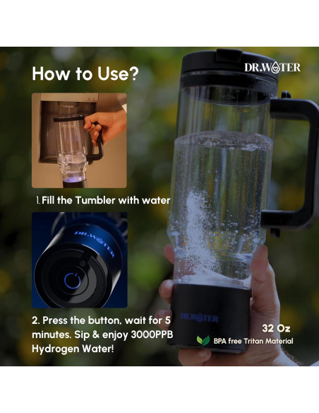 Botella de Agua de Hidrógeno Dr. Water 32oz - Generador H2