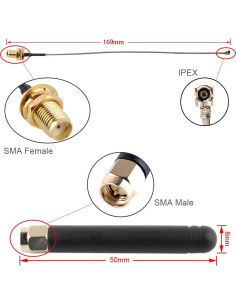 Antena LoRa 915MHz 2dBi DIYmalls con conector SMA - Paquete de 4 2