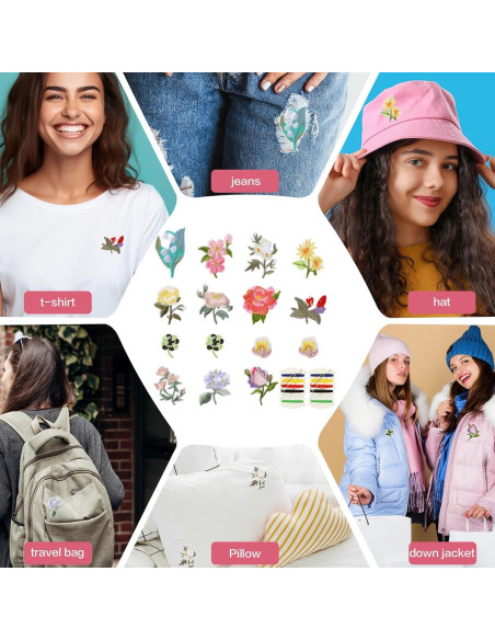 15 Parches Bordados de Flores KALIONE para Planchar y Coser