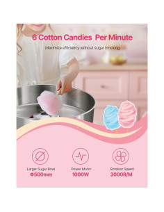 Máquina de Algodón de Azúcar VEVOR 1000W con Tazón Inoxidable 2