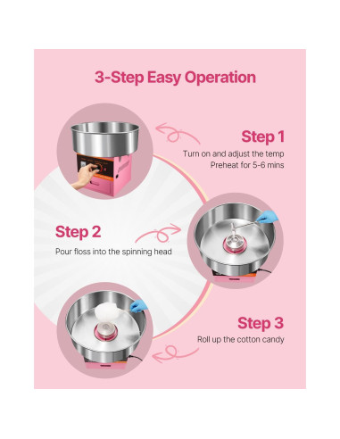 Máquina de Algodón de Azúcar VEVOR 1000W con Tazón Inoxidable